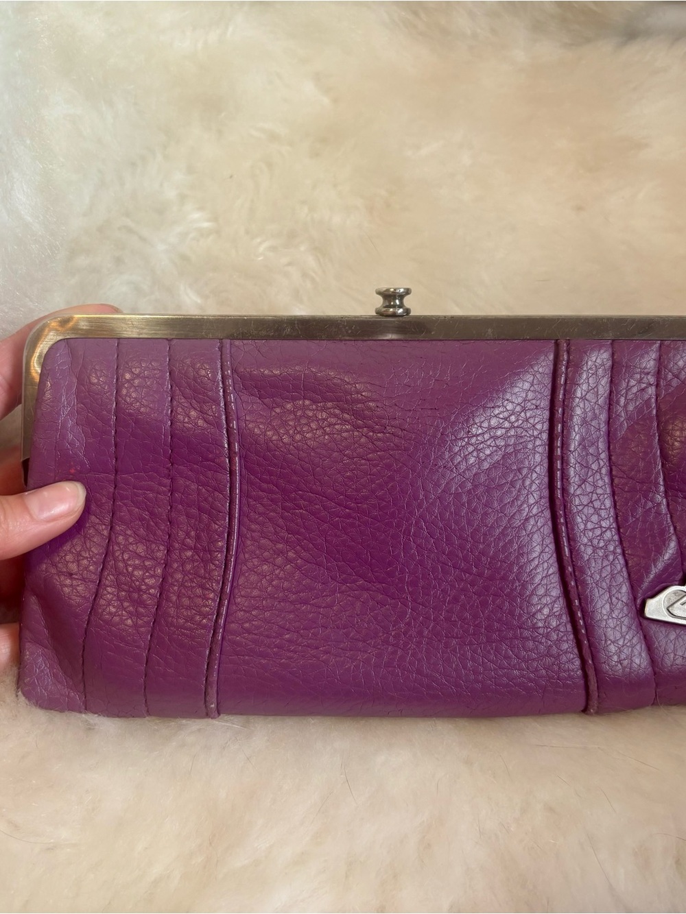 Roxy Purple Leather Frame Clutch